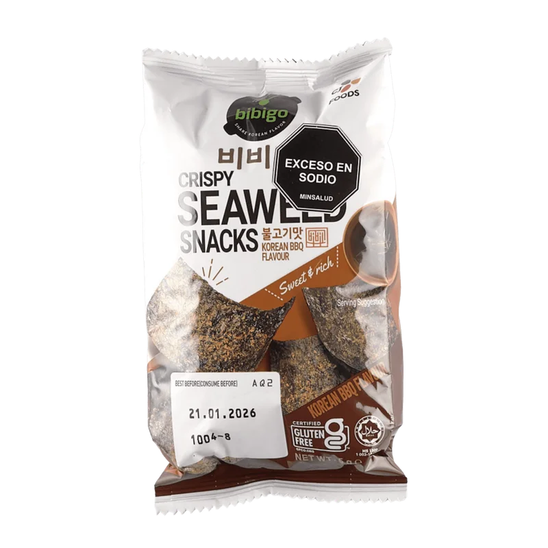 Snack de Alga Marina Coreana Bibigo BBQ Coreano Crispy Seaweed